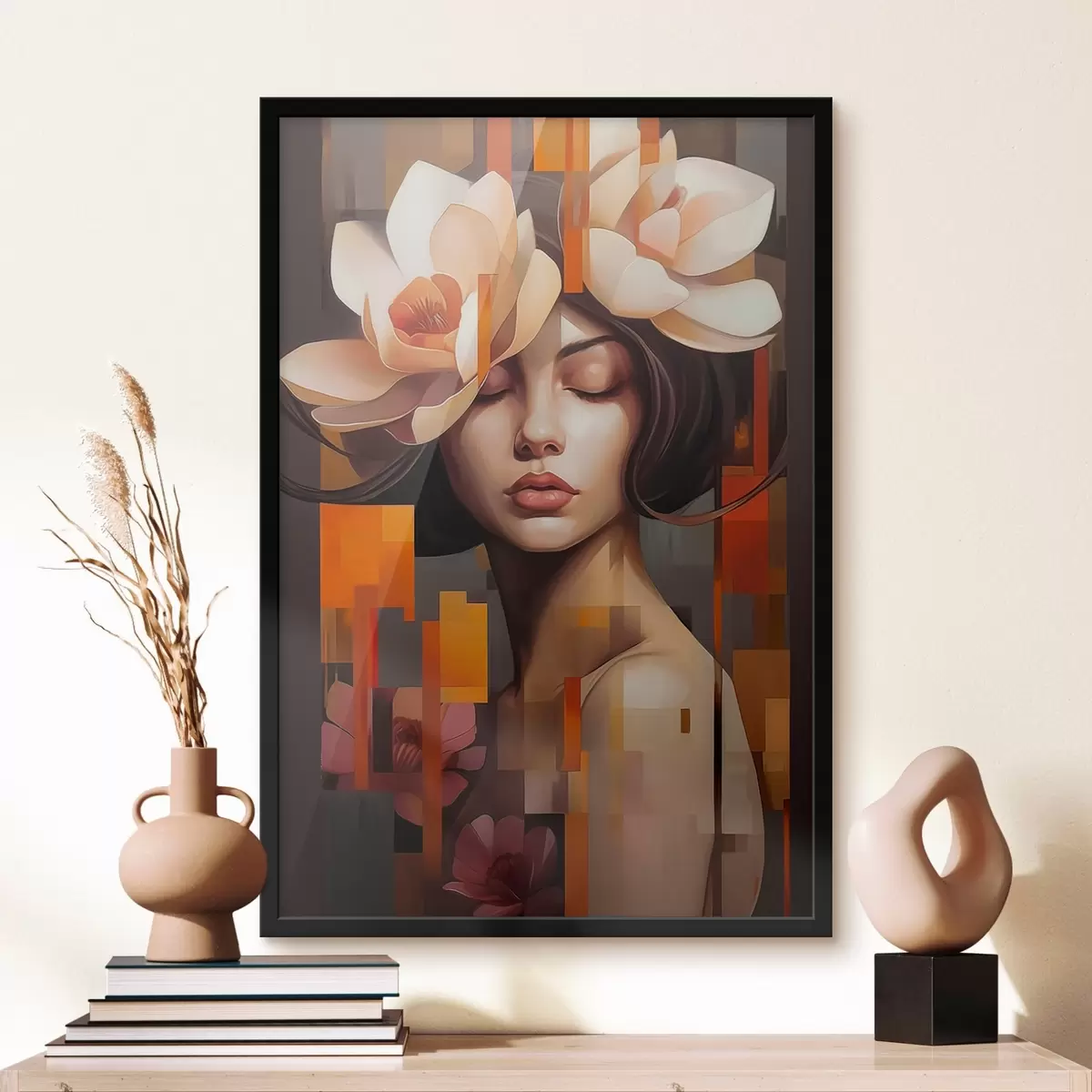 Plakatas Moteris su gėle f45797