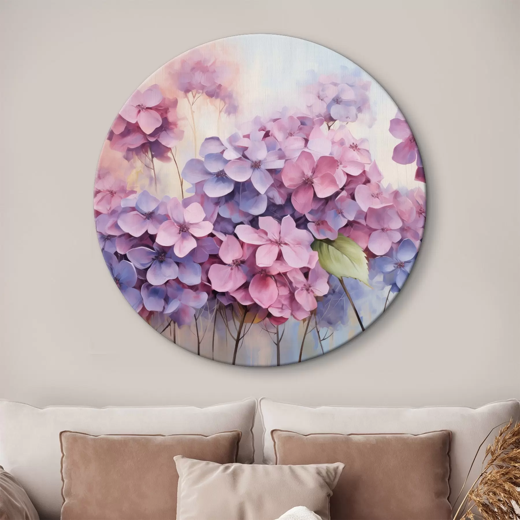 Paveikslėlis Pastelinių tonų švelnių hortenzijų laukas r45057