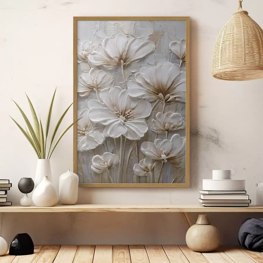 Fototapetai kreminės gėlės su imituotu impasto stiliumi f45712