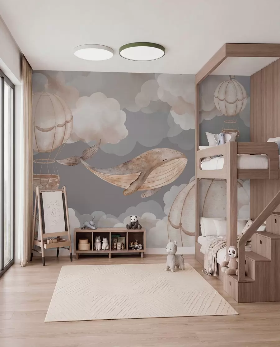 Fototapetai Banginis ir karšto oro balionai tarp minkštų debesų w04522