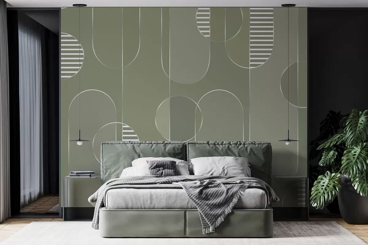 Fototapetai Geometrinis abstraktus su prislopintais žaliais atspalviais w04523