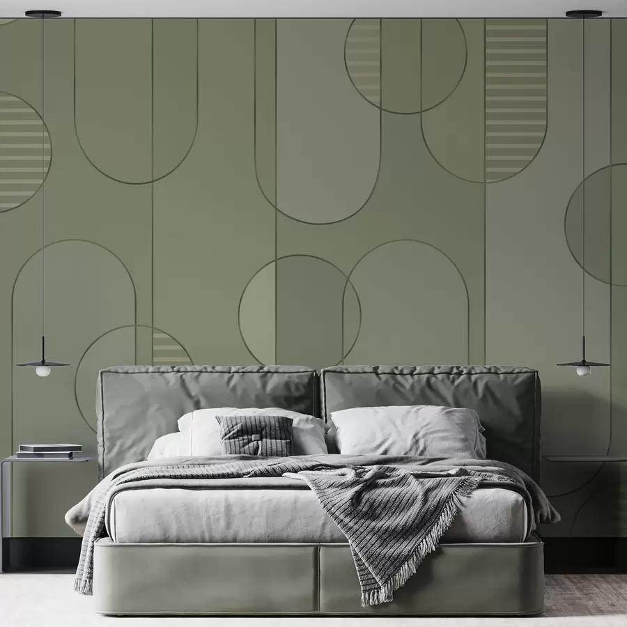 Fototapetai Geometrinis abstraktus su šviesiai žalios spalvos palete w04523v1