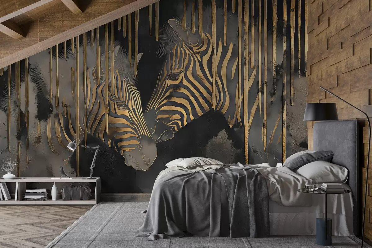 Fototapetai Zebrai su abstrakčiu juodu fonu w04548