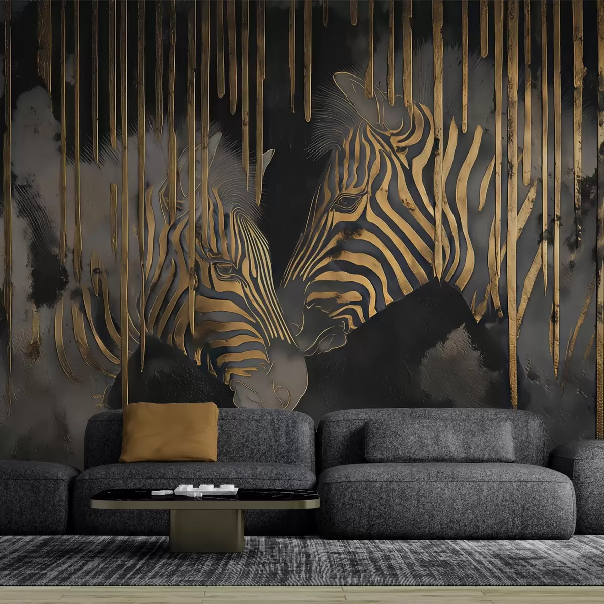 Fototapetai Zebrai su abstrakčiu juodu fonu w04548