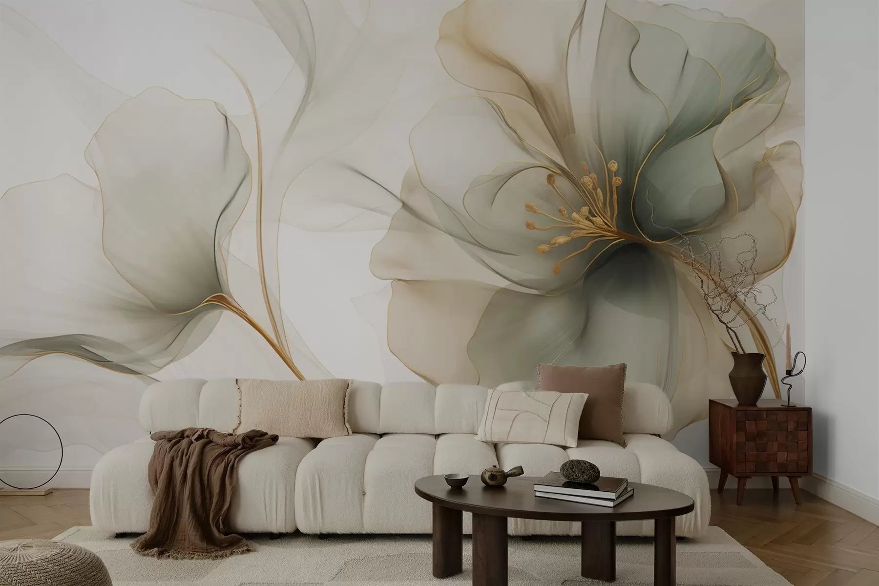 Fototapetai Subtilus gėlė su permatomais žiedlapiais w04553