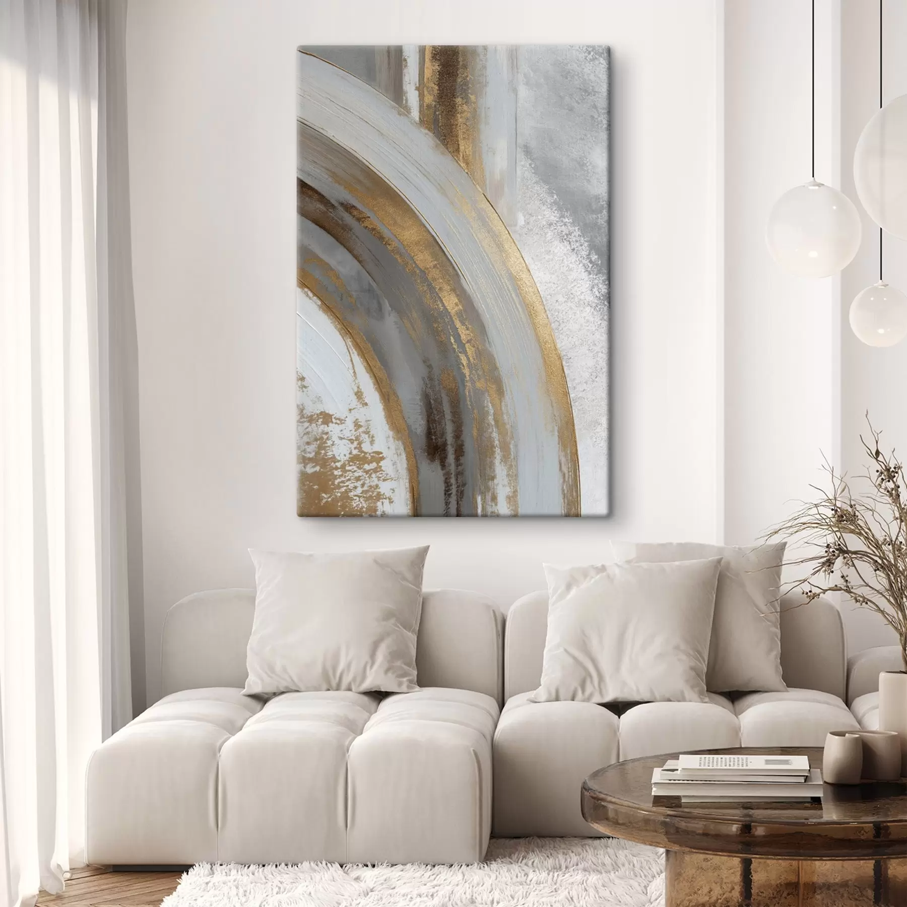 Paveikslėlis Abstrakčios pilkos ir geltonos pusapvalės s45809