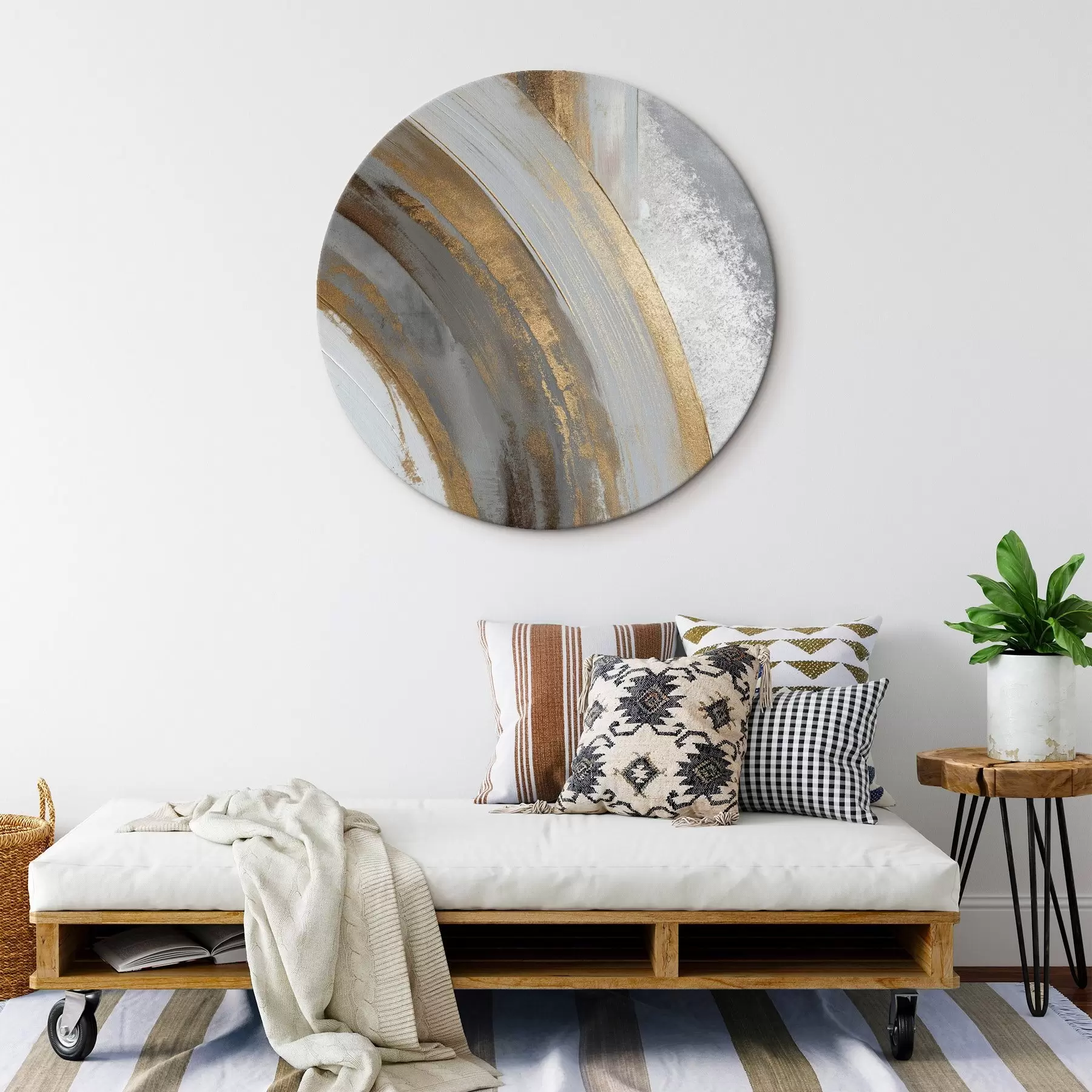 Paveikslėlis Abstrakčios pilkos ir geltonos pusapvalės r45809