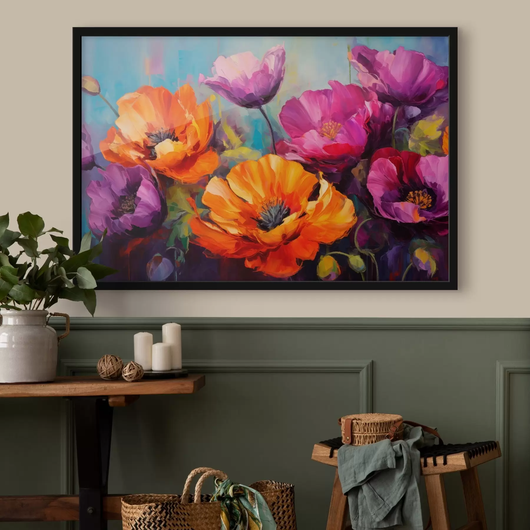 Fototapetai Ryškūs aguonai violetinės ir oranžinės spalvos atspalviais f45804