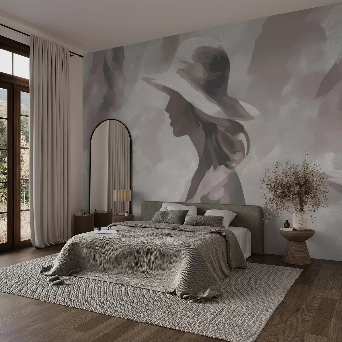 Fototapetai Mergina su skrybėle w04561