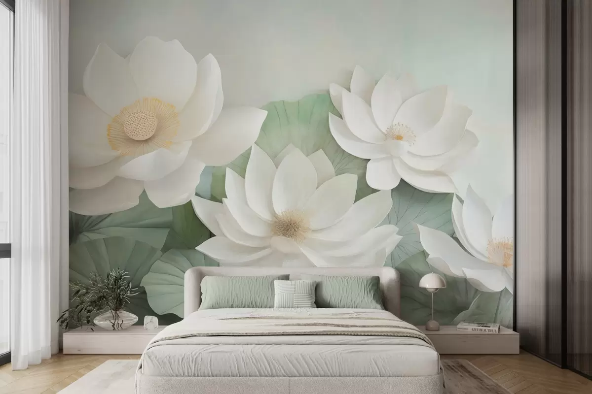 Fototapetai Lotus gėlės lapijoje w04539