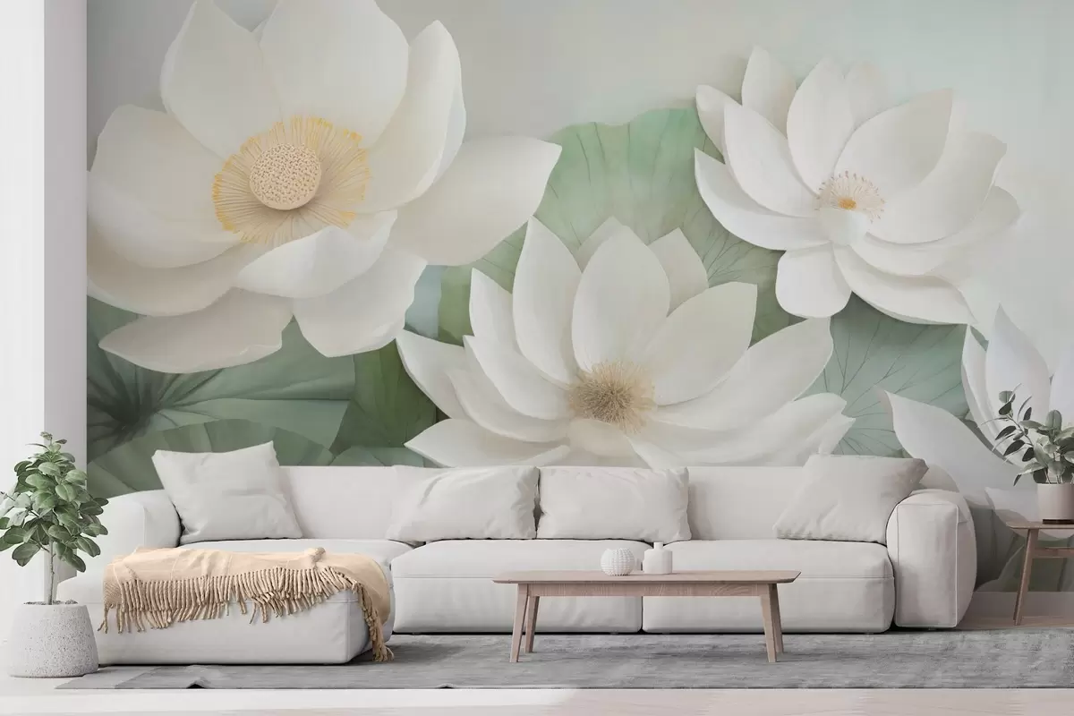 Fototapetai Lotus gėlės lapijoje w04539