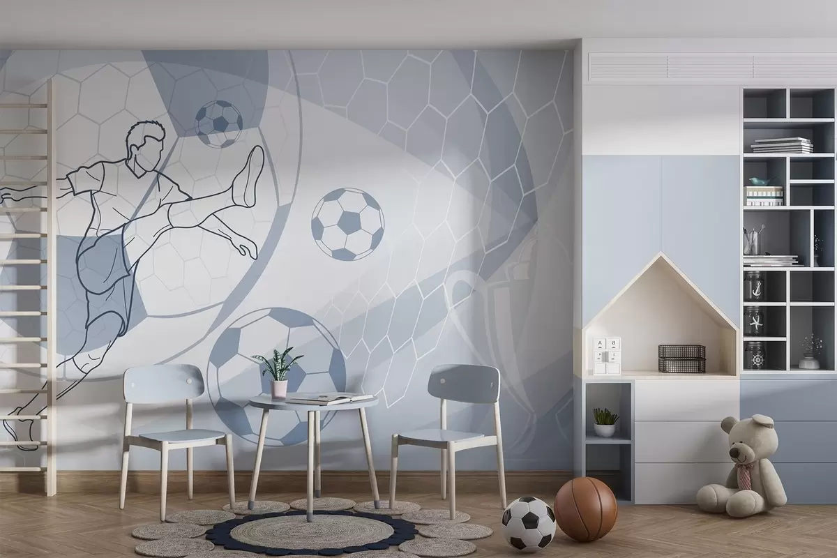 Fototapetai Futbolininkas ir kamuoliai w04601