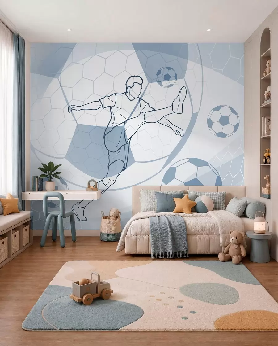 Fototapetai Futbolas mėlynomis linijomis w04601