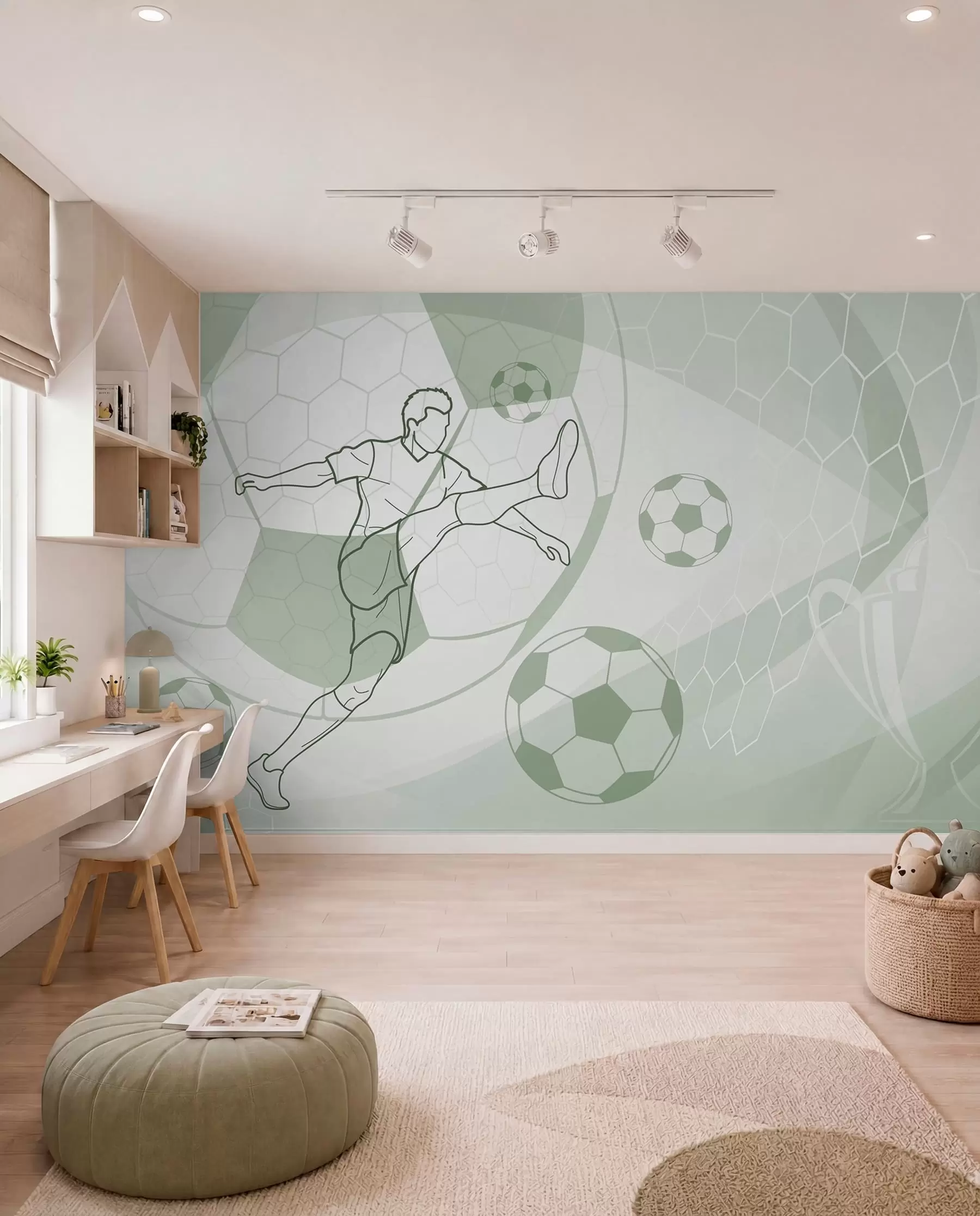 Fototapetai Žalias futbolo linijų piešinys w04601v2