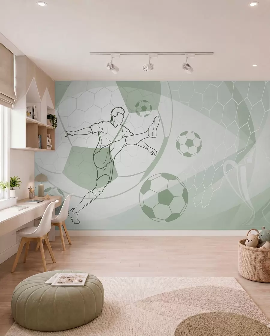 Fototapetai Žalias futbolo linijų piešinys w04601v2
