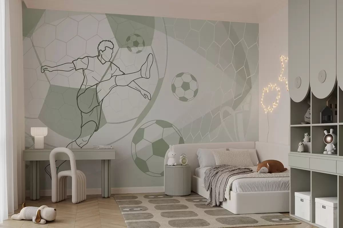 Fototapetai Futbolininkas ir kamuoliai w04601v2