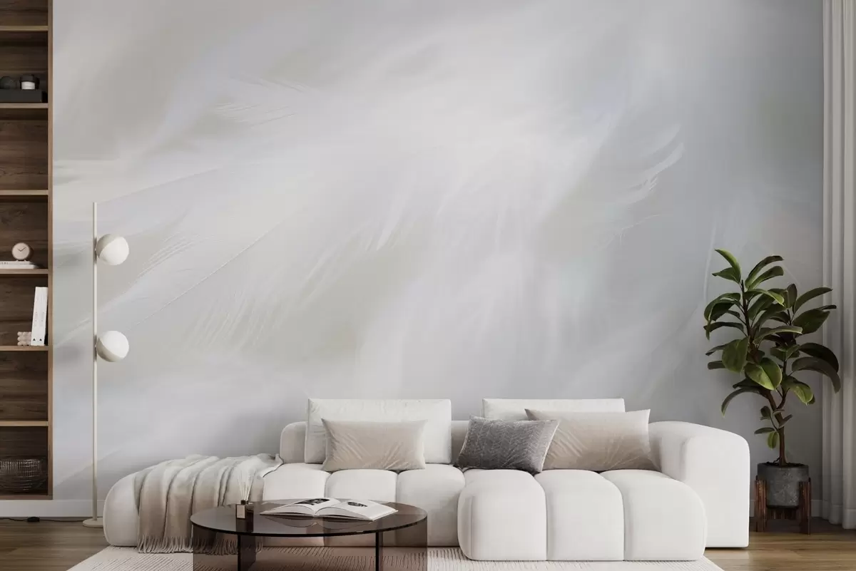 Fototapetai Minkštos baltos plunksnos, lengva tekstūra w04442
