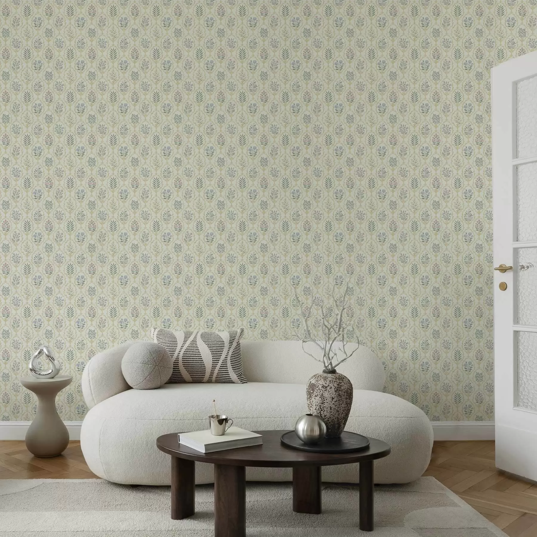 Fototapetai Botaniniai medalionai grotelėse, pastelinės spalvos a00579