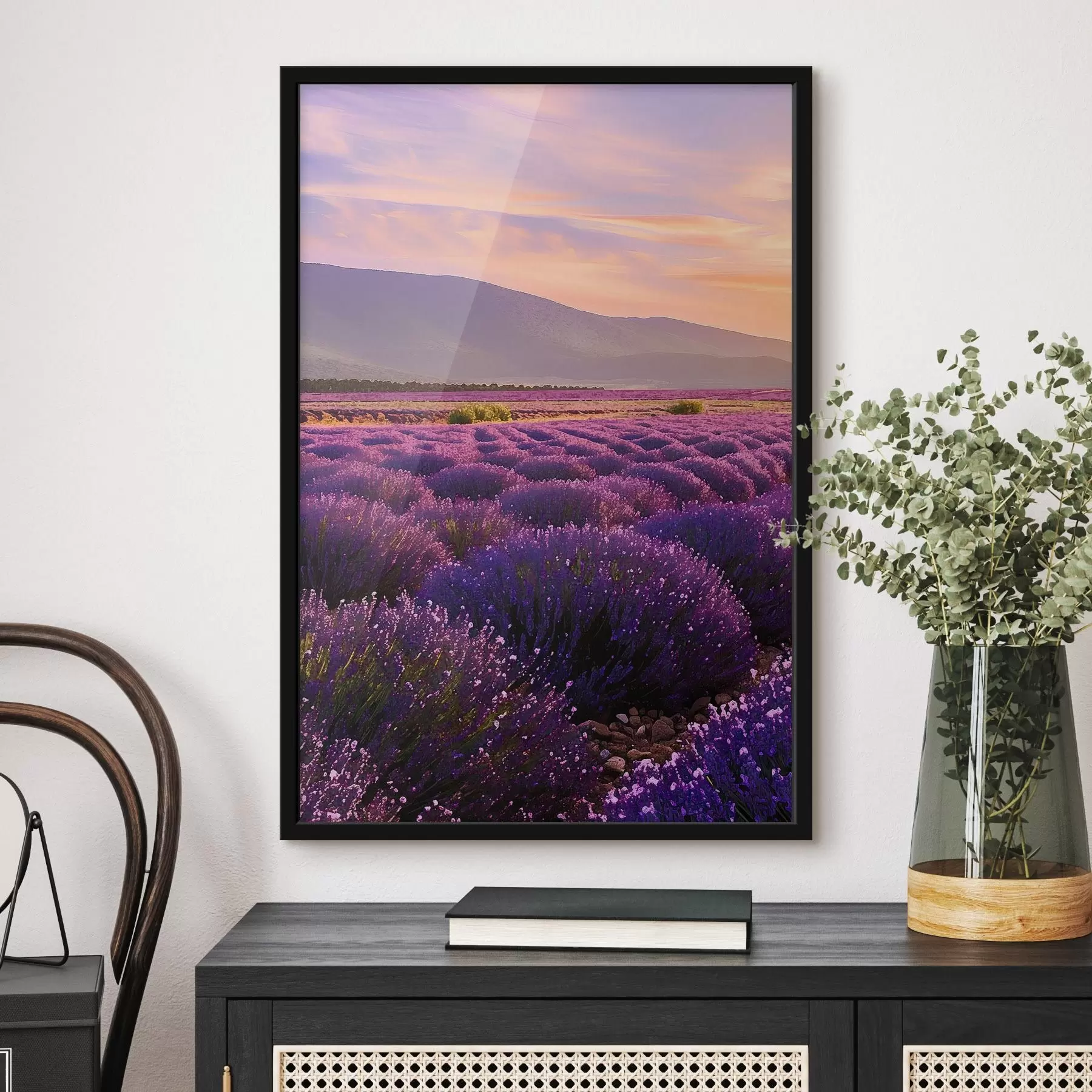 Fototapetai Levandų laukai kalnų fone f45662