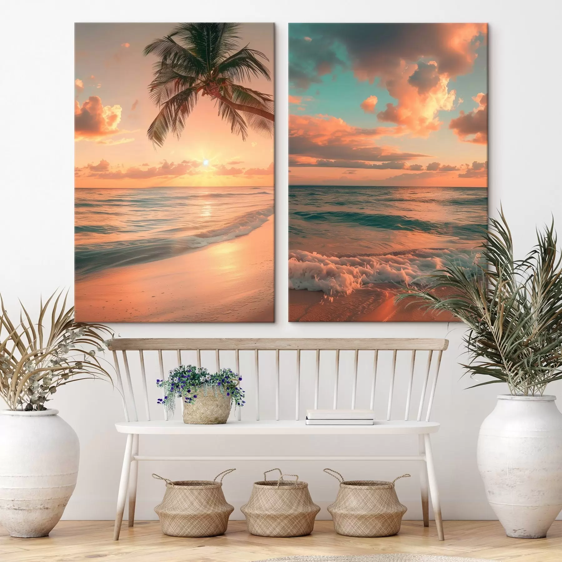 Paveikslėlis Saulėlydis jūros pakrantėje su vaizdu į bangas m00787