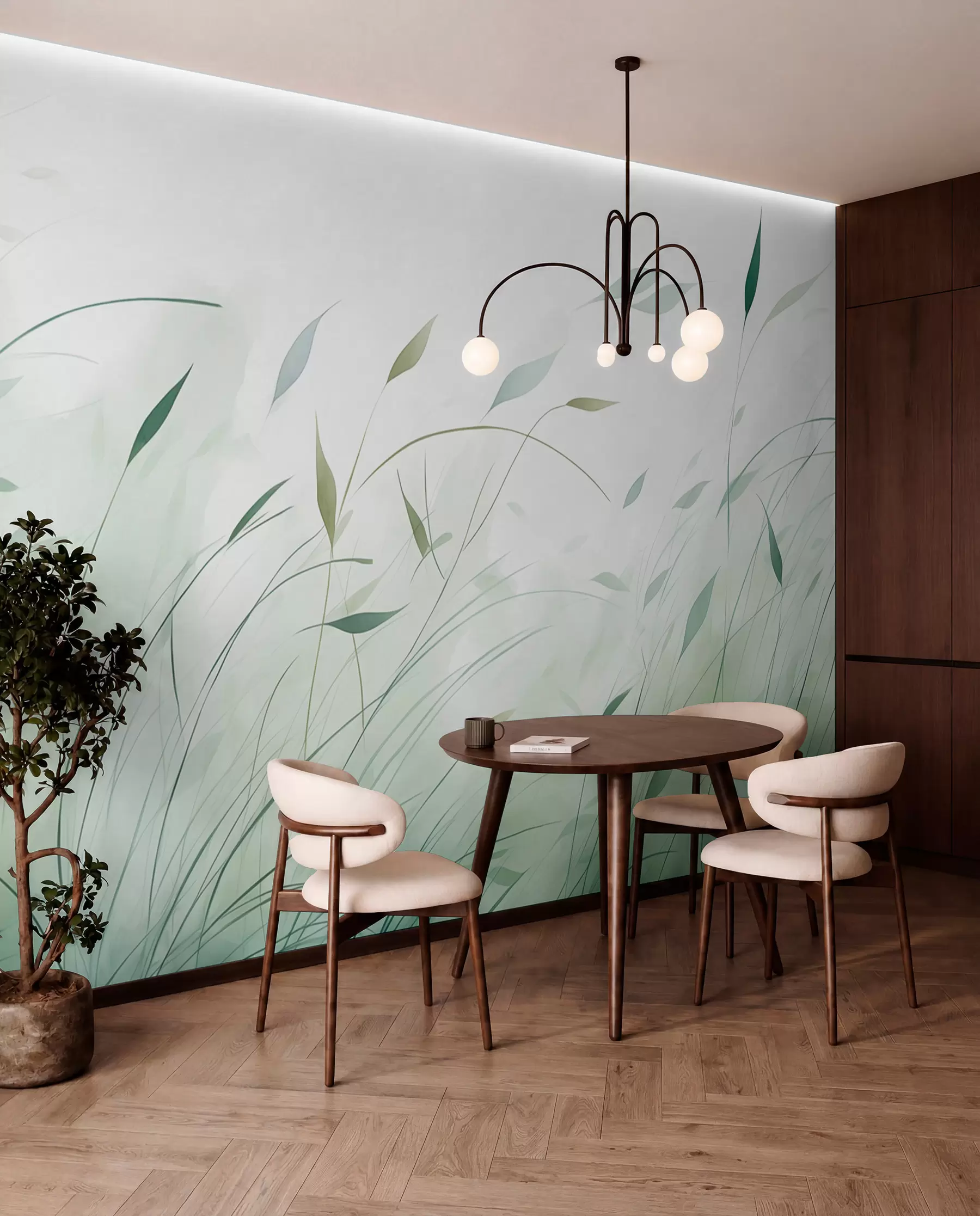 Fototapetai Žalia žolė vėjyje, tapyta akvarele w09331