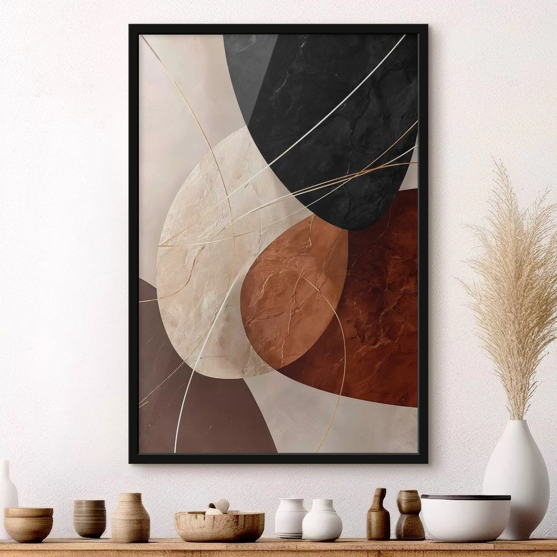 Fototapetai Geometriniai ovalai smėlio-karamelės spalvų paletėje f45878