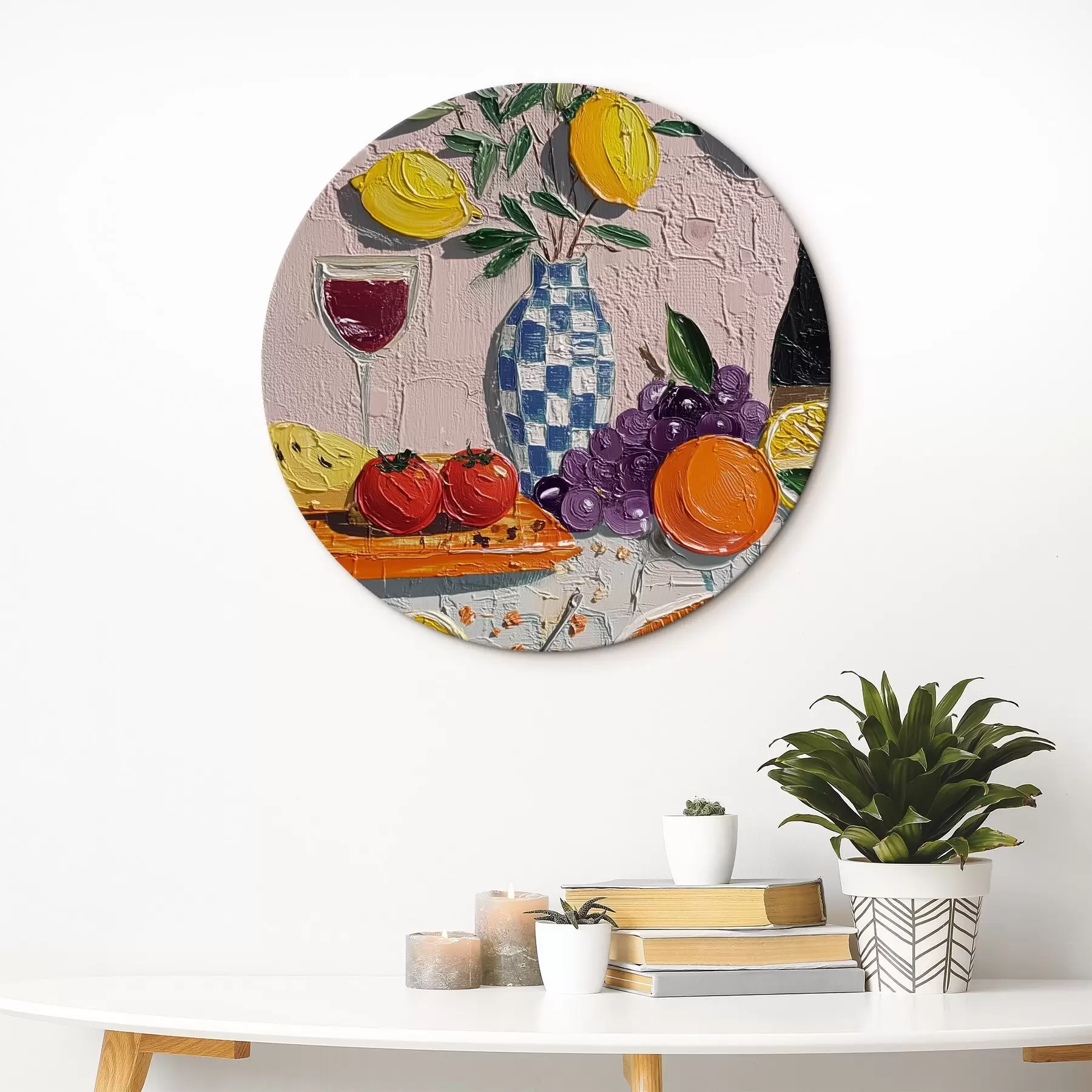 Paveikslėlis Pastelinė natiurmortas: citrinos, vynuogės ir pomidorai, impasto r45876