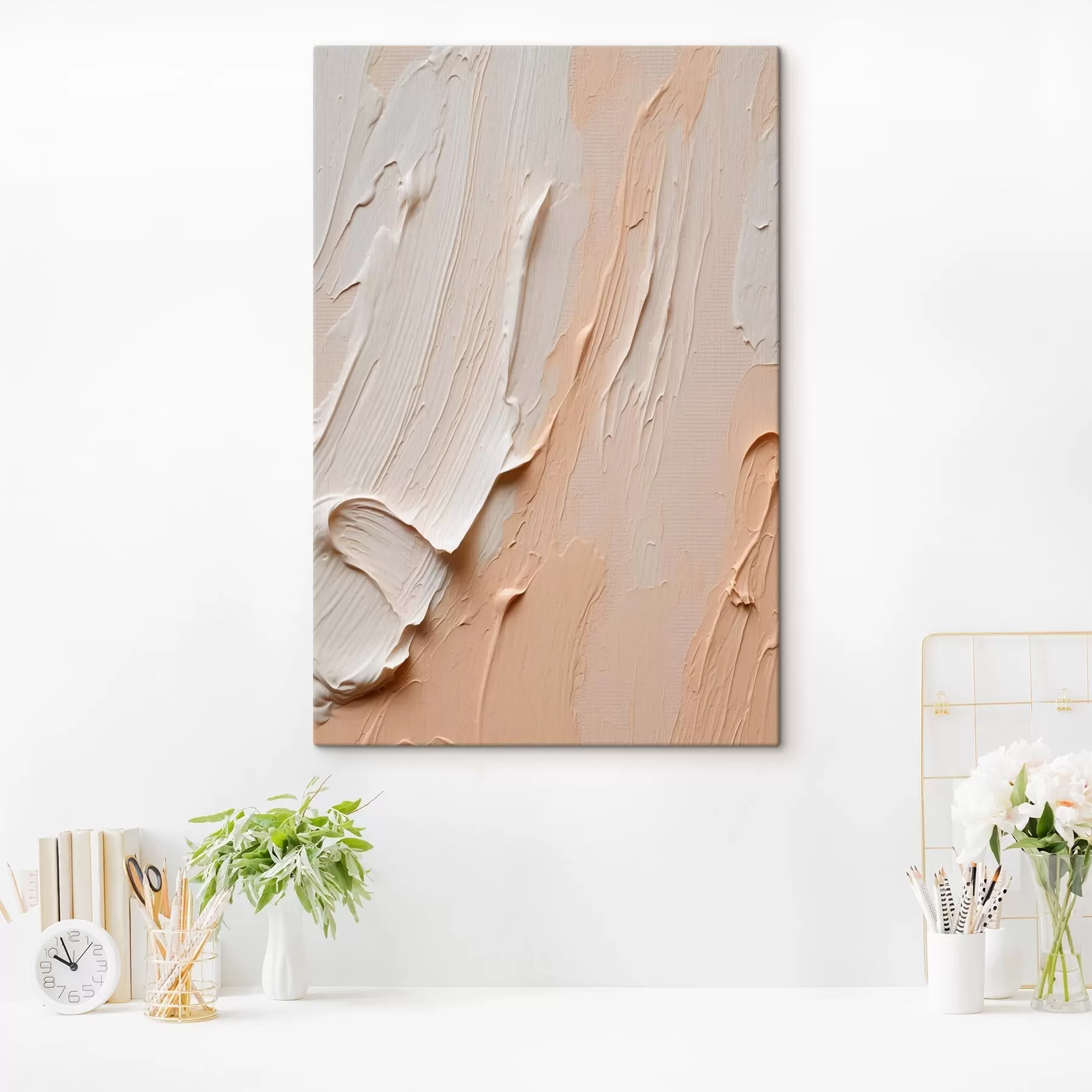 Paveikslėlis Tekstūruoti pasteliniai potėpiai smėlio-kreminių atspalvių s45871