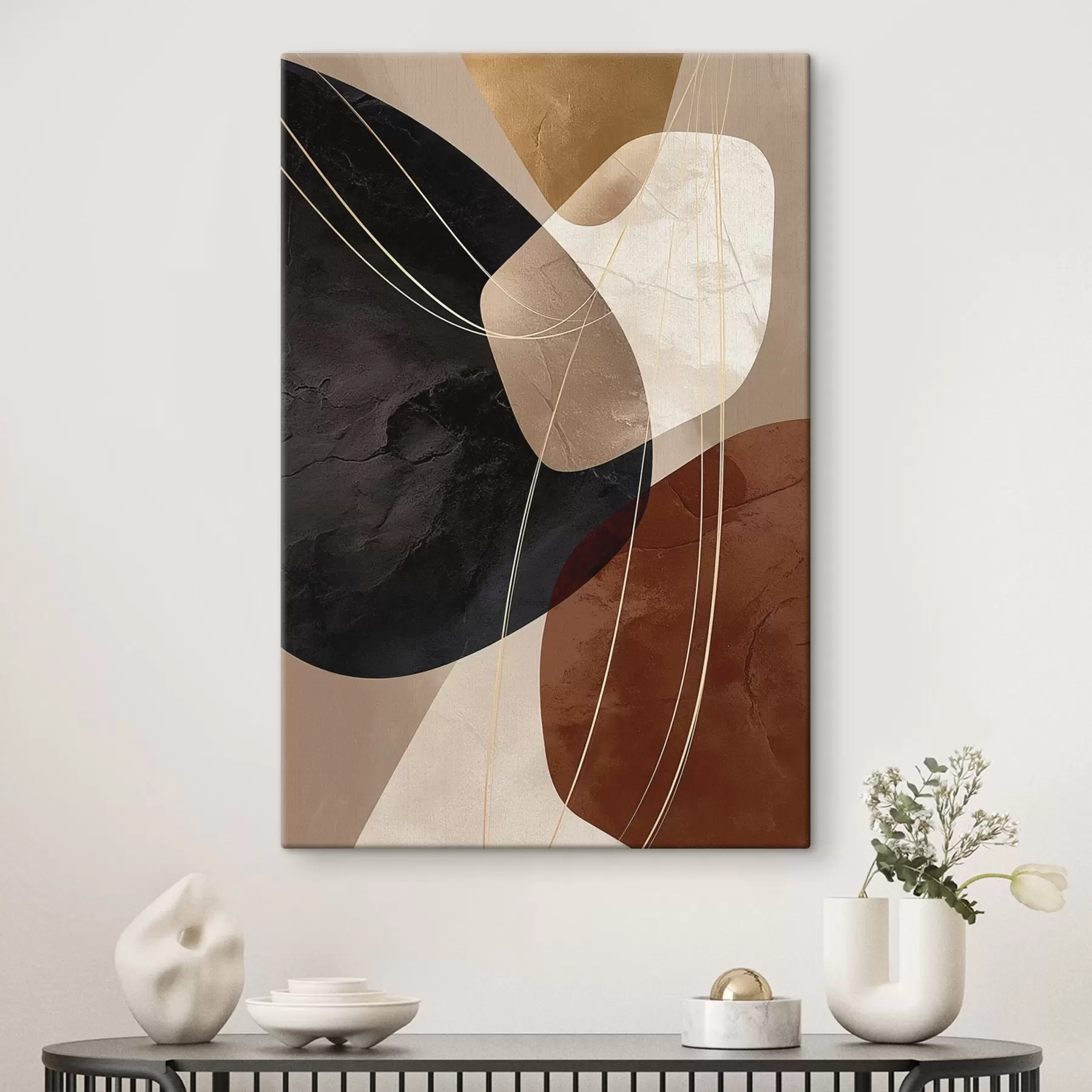 Paveikslėlis Geometrinės formos šiltų spalvų paletėje, plonos linijos s45879