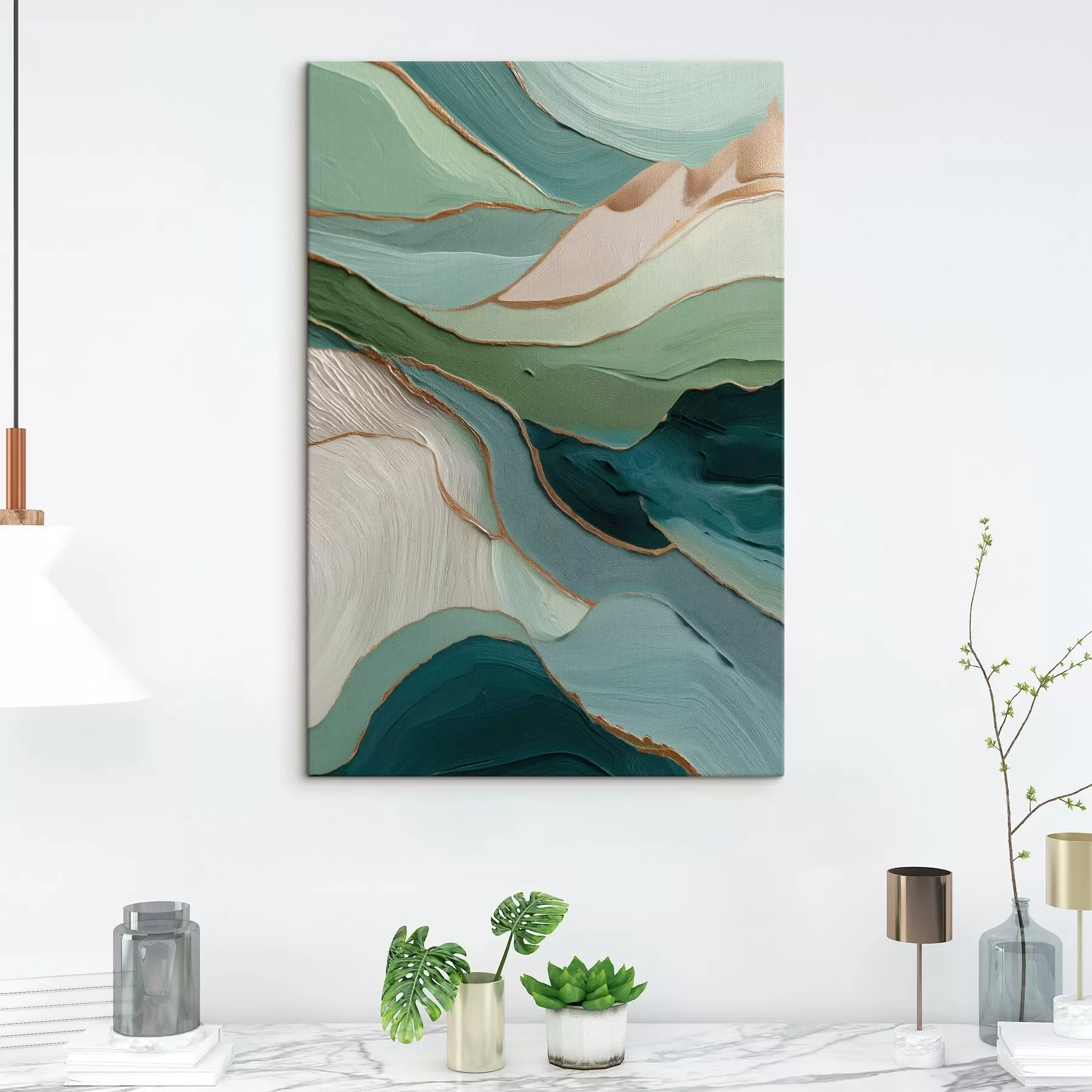 Paveikslėlis Sluoksniuota žalia abstrakcija su geltonomis linijomis ir gilumu s45902