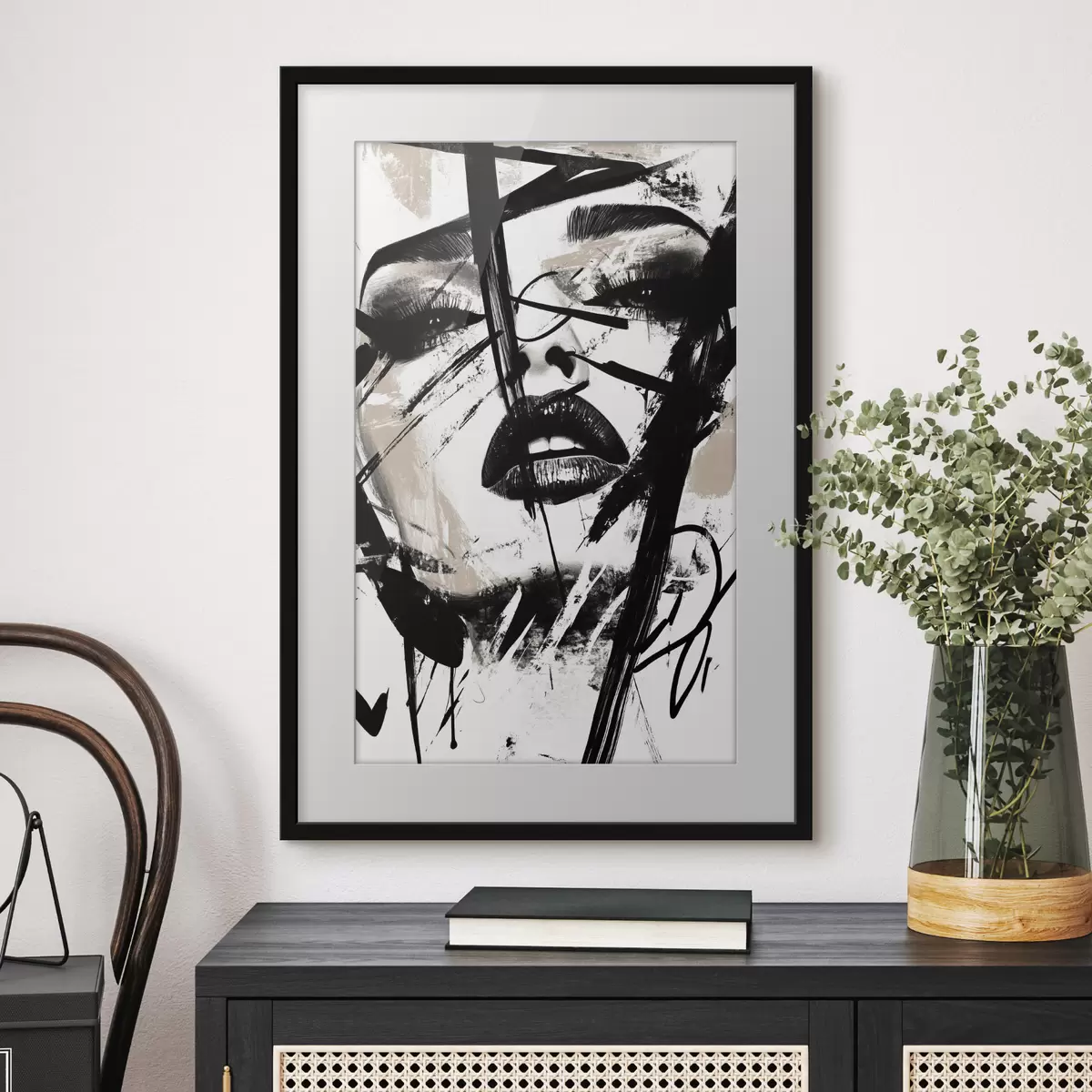 Plakatas Abstraktus grafičio stiliaus moters portretas f45777