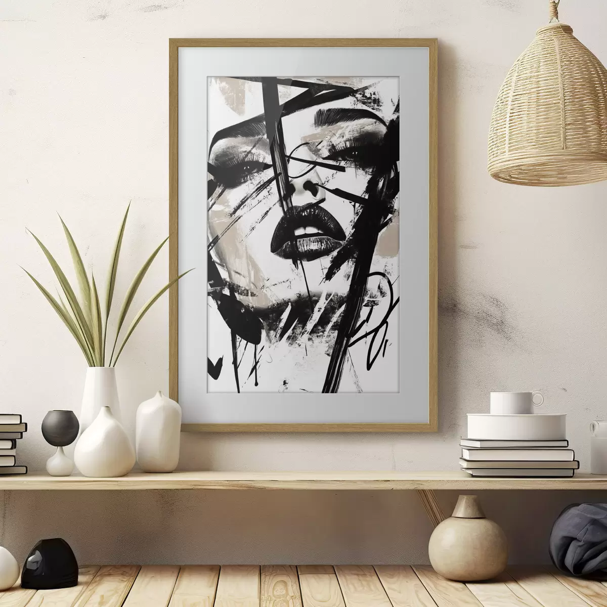 Plakatas Abstraktus grafičio stiliaus moters portretas f45777