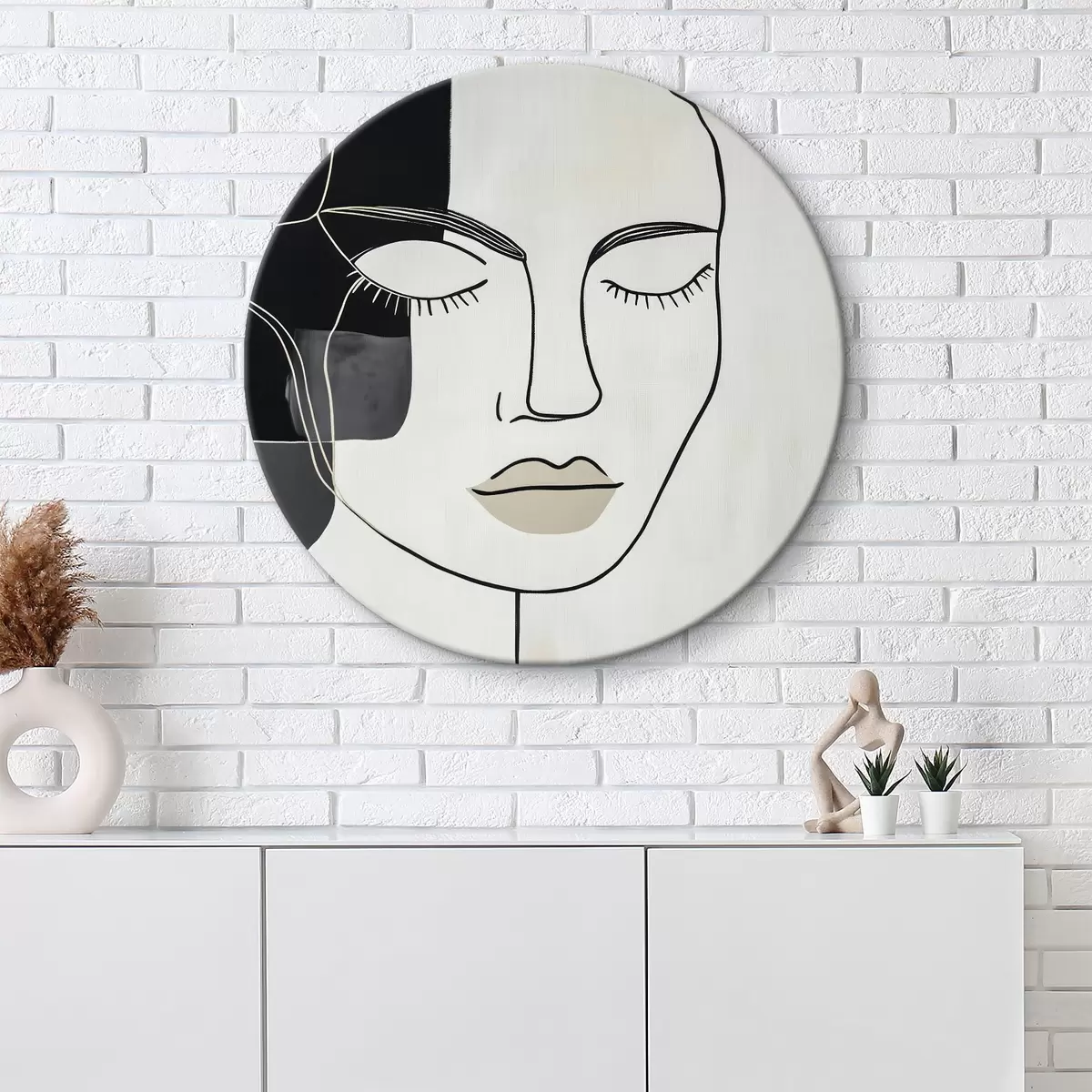 Apvalūs paveikslai Minimalistinis abstraktus portretas r45987