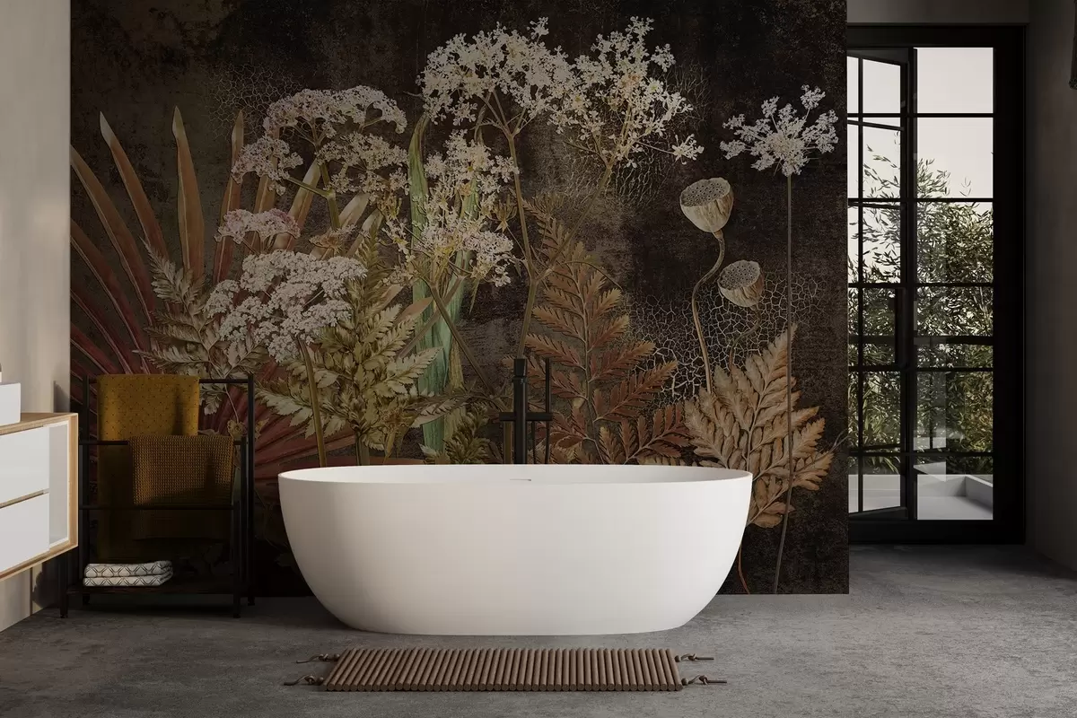 Fototapetai Herbariumas ant tamsaus fono w09323