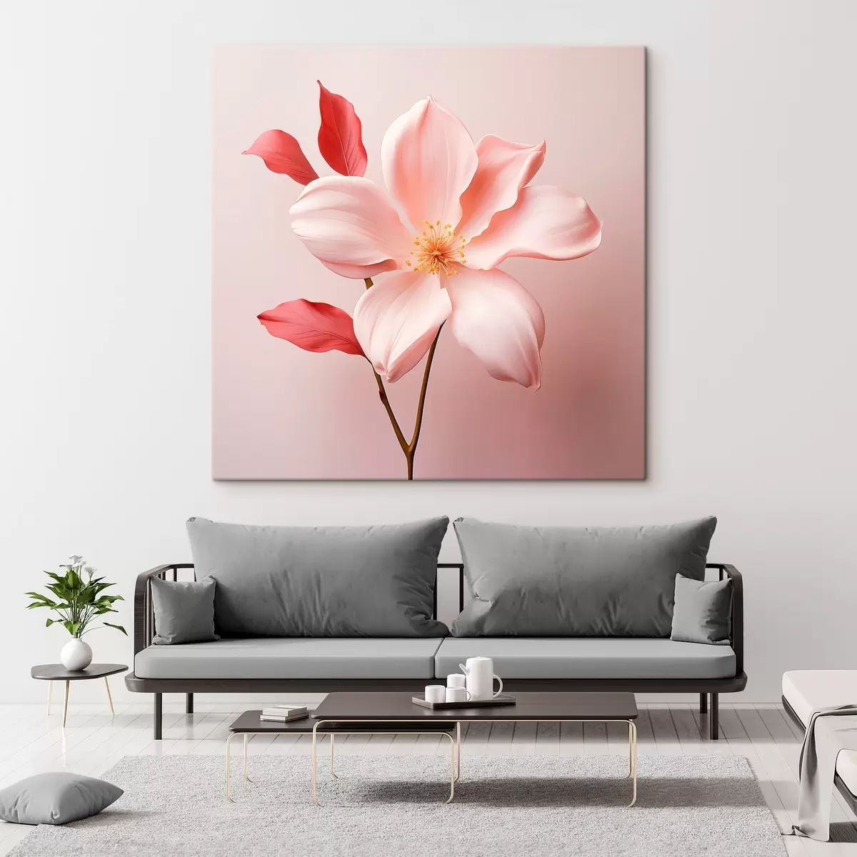Paveikslėlis Rožinė magnolija minimalistiniu stiliumi s45735