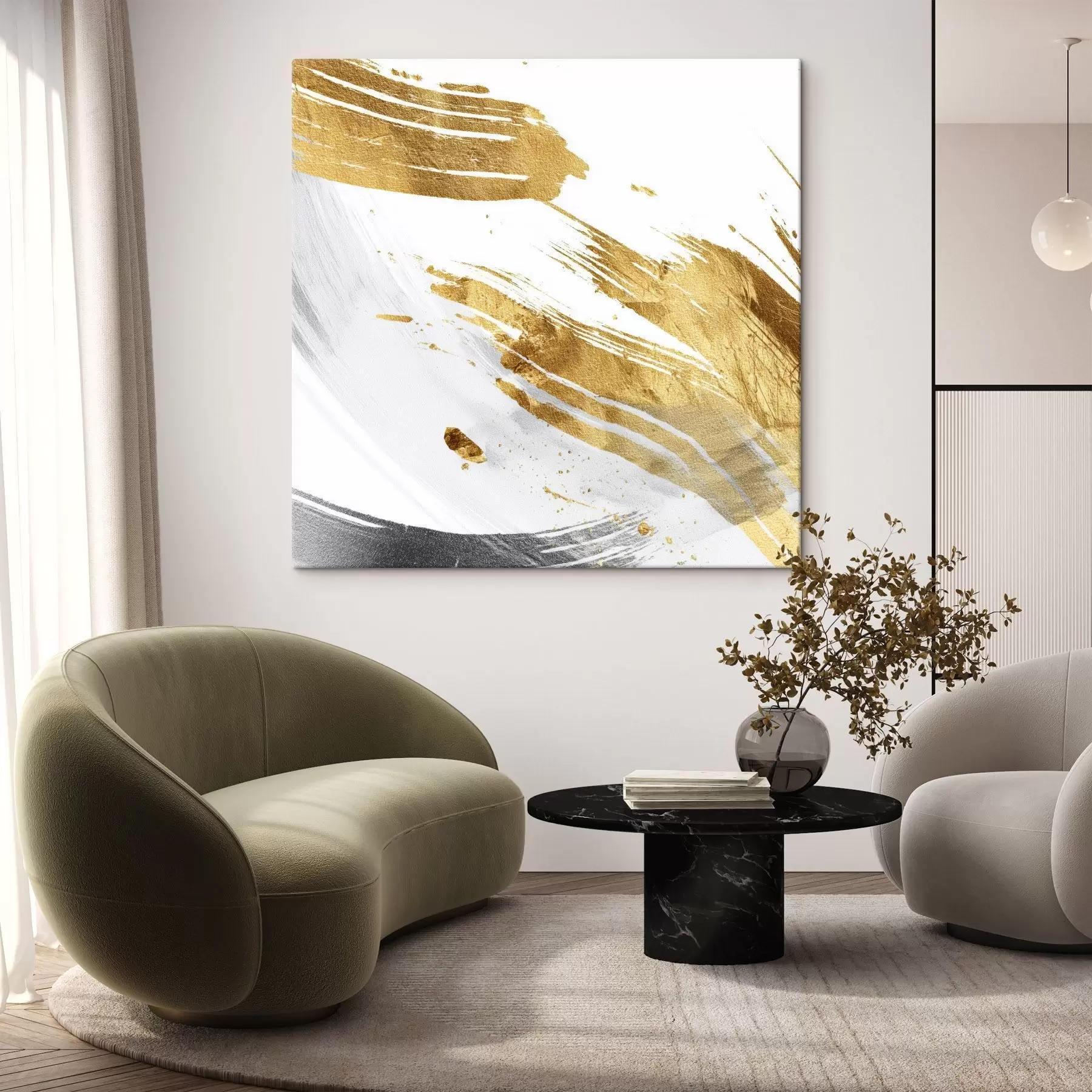 Paveikslėlis Dinamiški potėpiai baltais ir geltonai pilkais atspalviais s45866