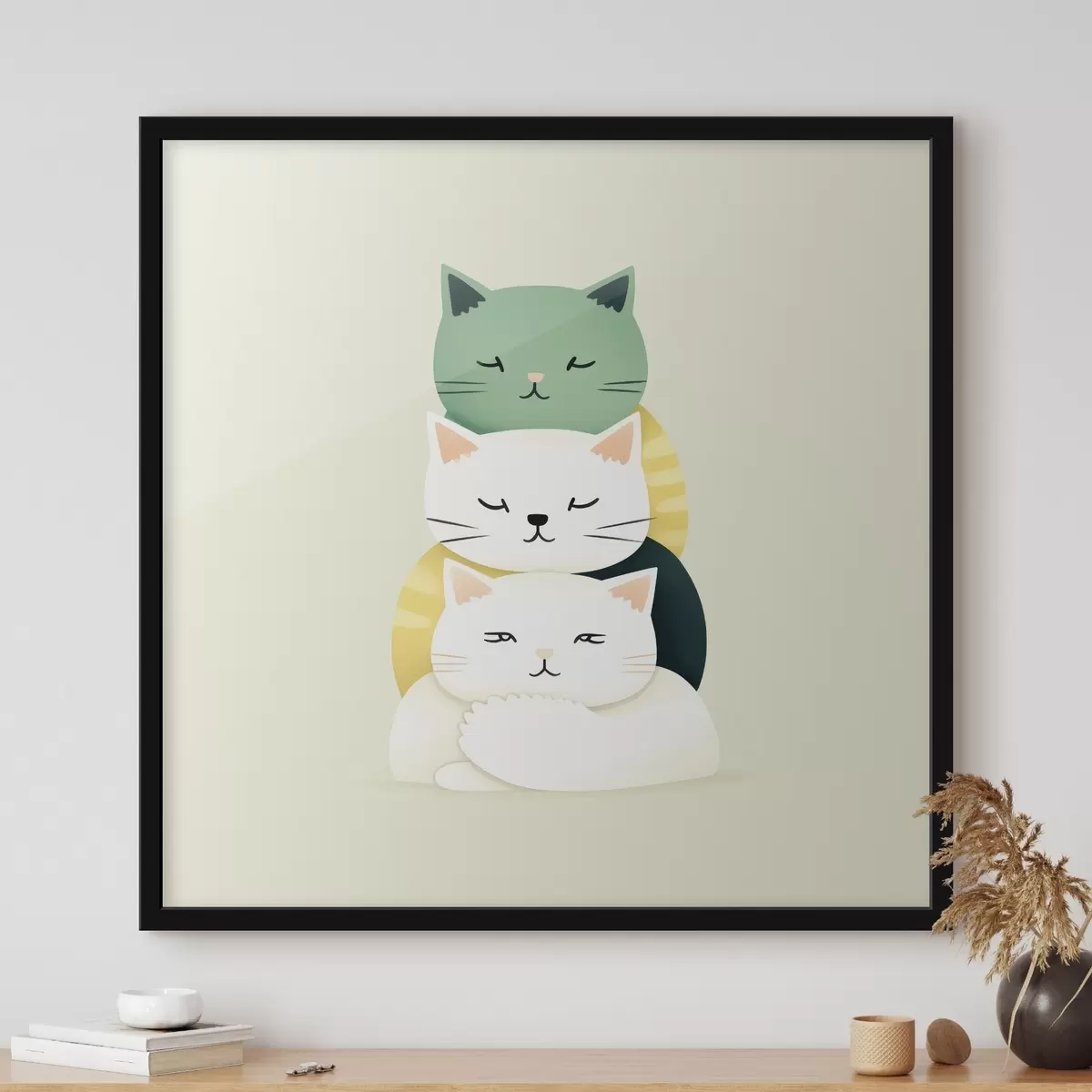 Plakatas Trijų kačių kompozicija animacijos stiliumi f45734