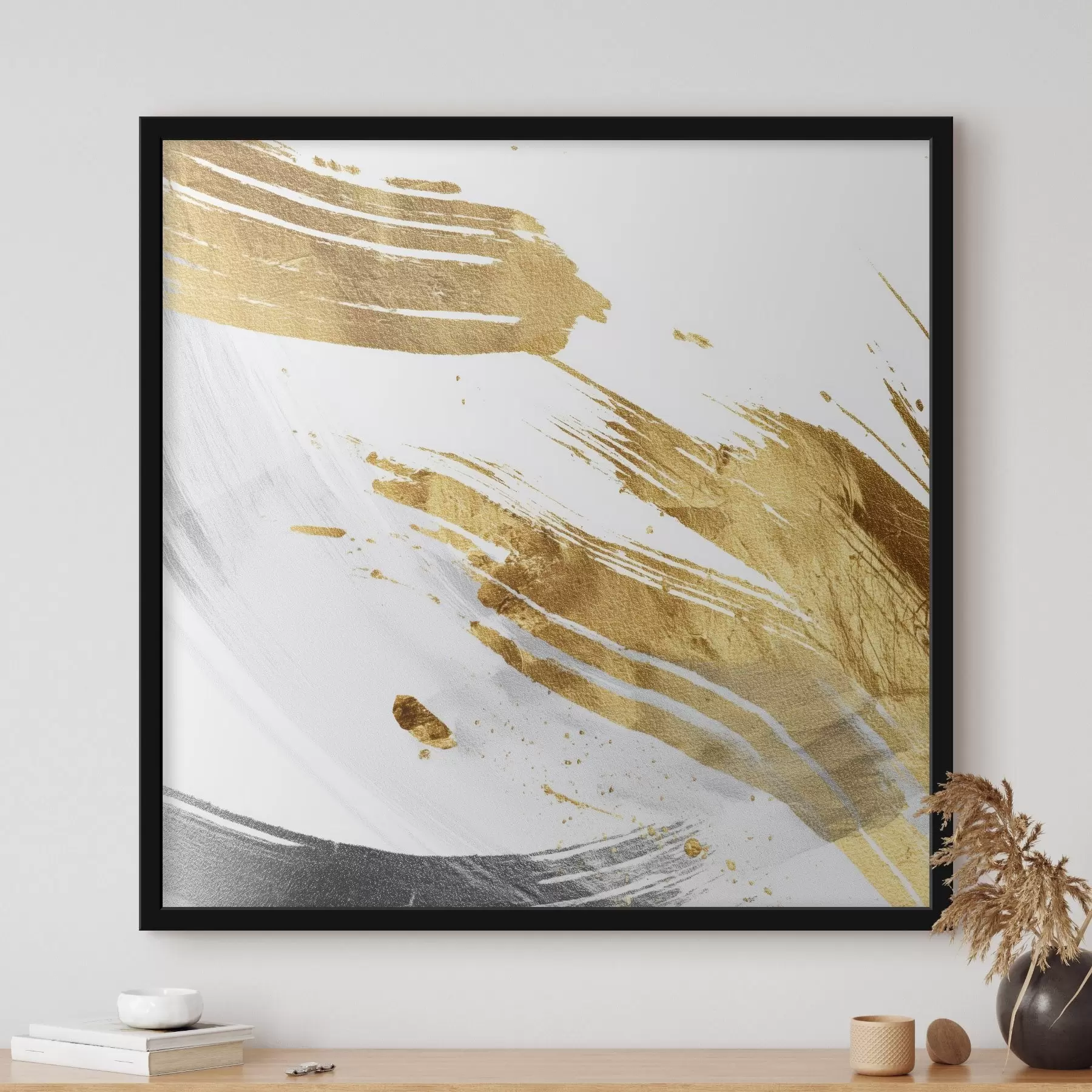 Fototapetai Dinamiški potėpiai baltais ir geltonai pilkais atspalviais f45866