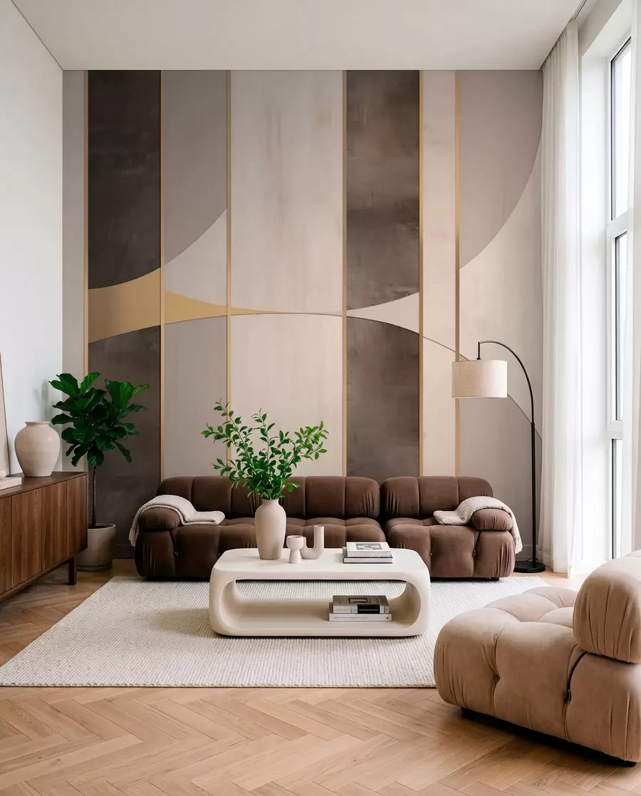Fototapetai Geometriniai paneliai su lankais ir šampano akcentais w04616