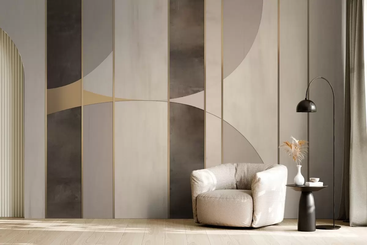 Fototapetai Geometriniai paneliai su lankais ir šampano akcentais w04616