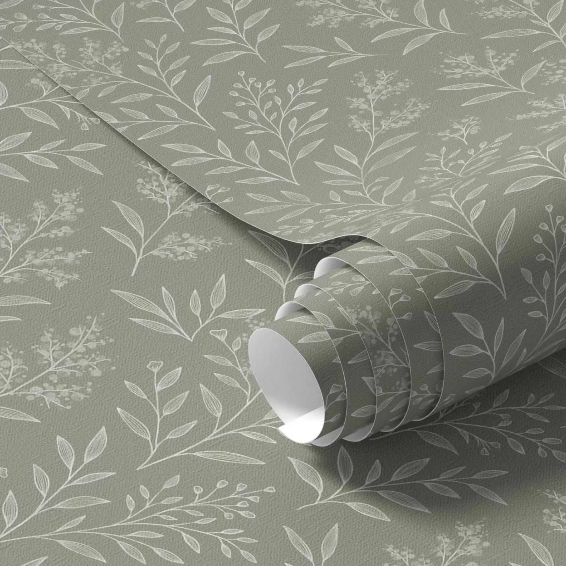 Fototapetai Žaliasis šalavijas: smulkūs žoleliai ir žiedynai, subtilus raštas a00611