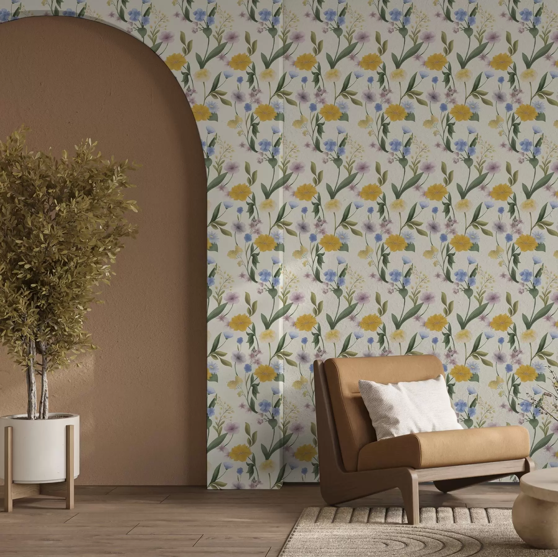 Fototapetai Švelnus laukinių gėlių mišinys pastelinėmis spalvomis a00624