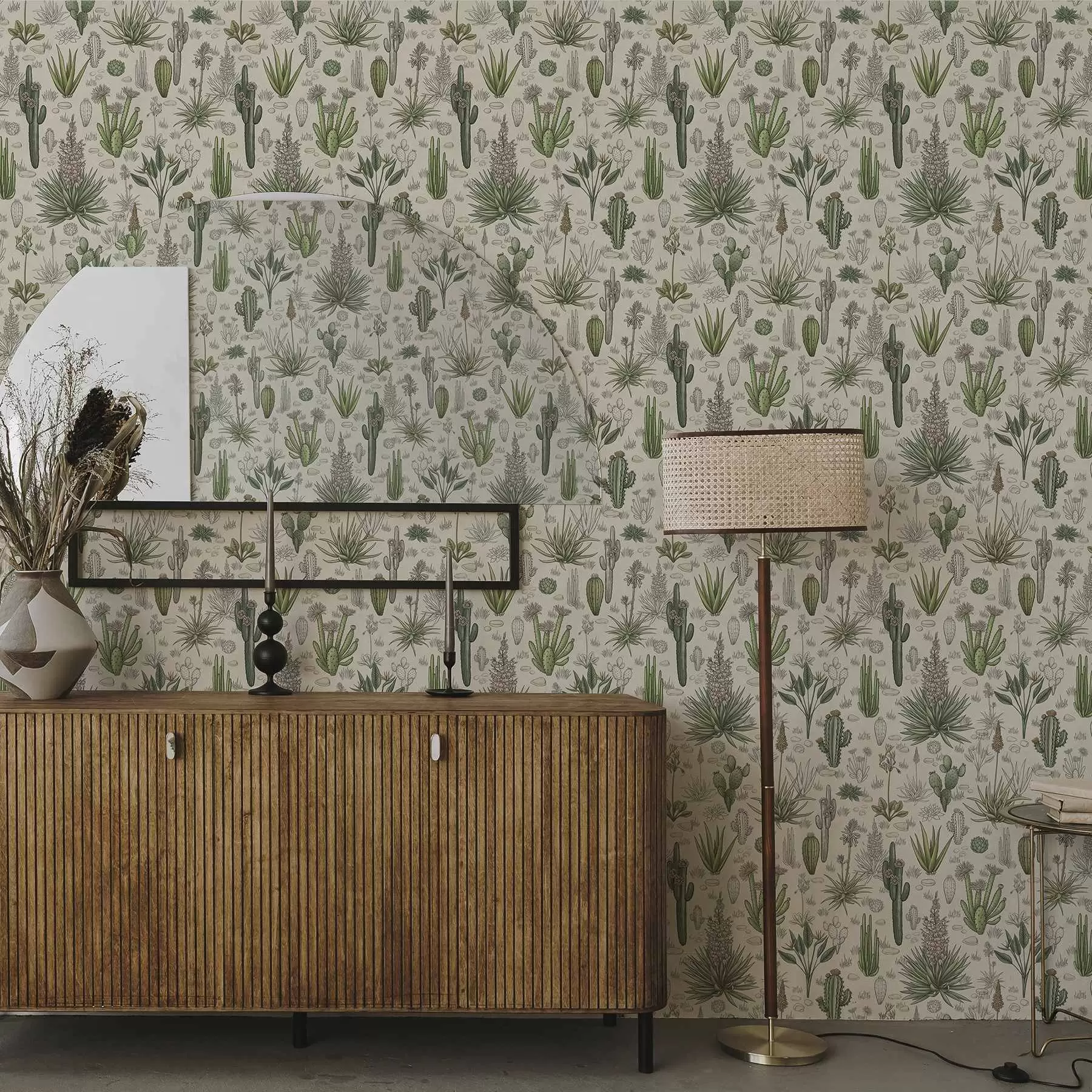 Fototapetai Kaktusai ir sukulentai ant šilto fono, detalus spausdinimas a00666