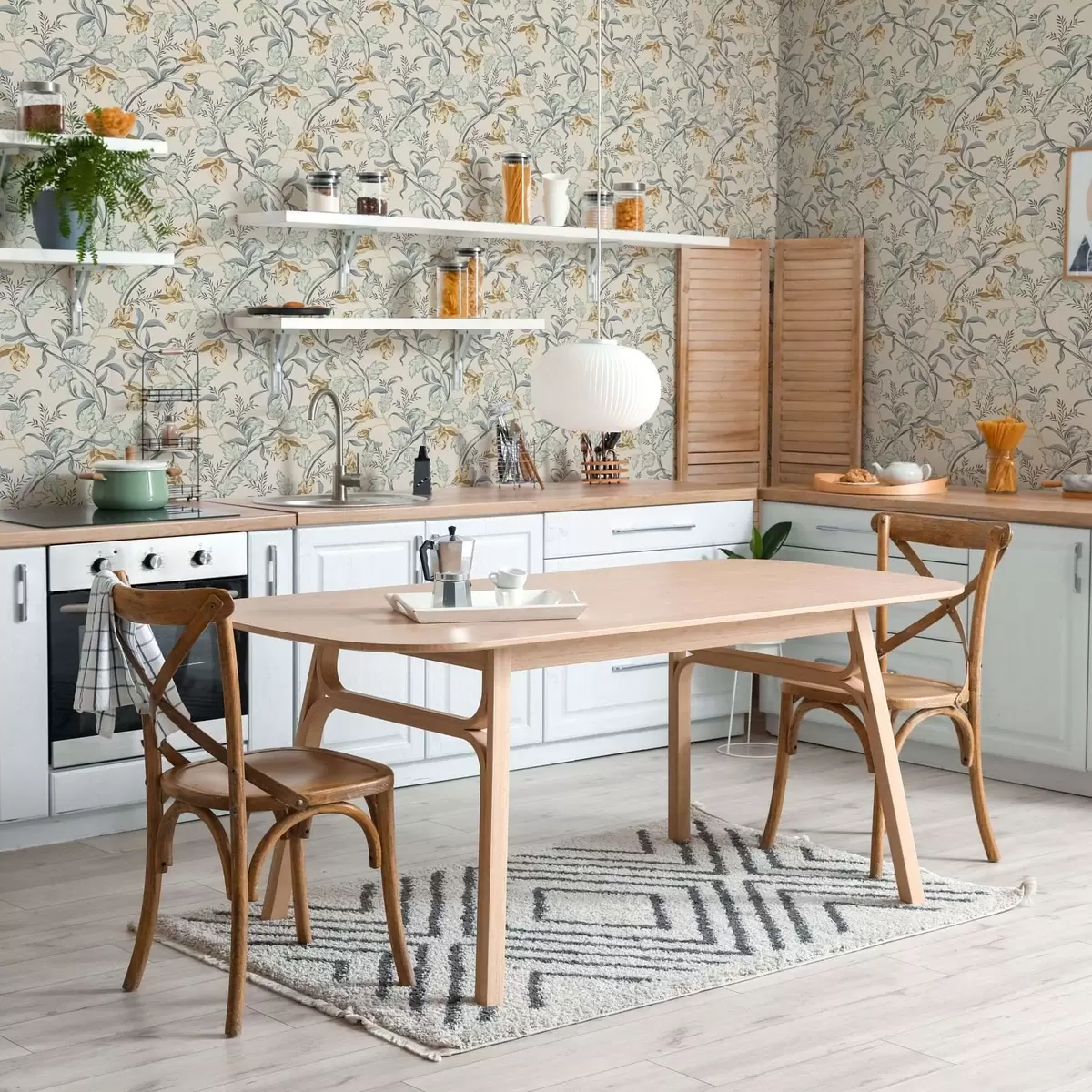 Tapetai Vintage gėlės su mėlynais lapais ant kreminės spalvos fono a00717 Tapetai Vintage gėlės su mėlynais lapais ant kreminės spalvos fono a00717