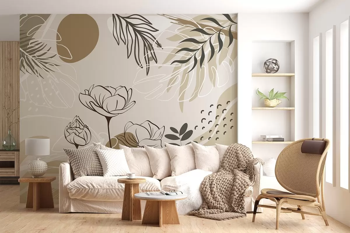 Fototapetai Abstrakčios gėlės ir lapai w04662