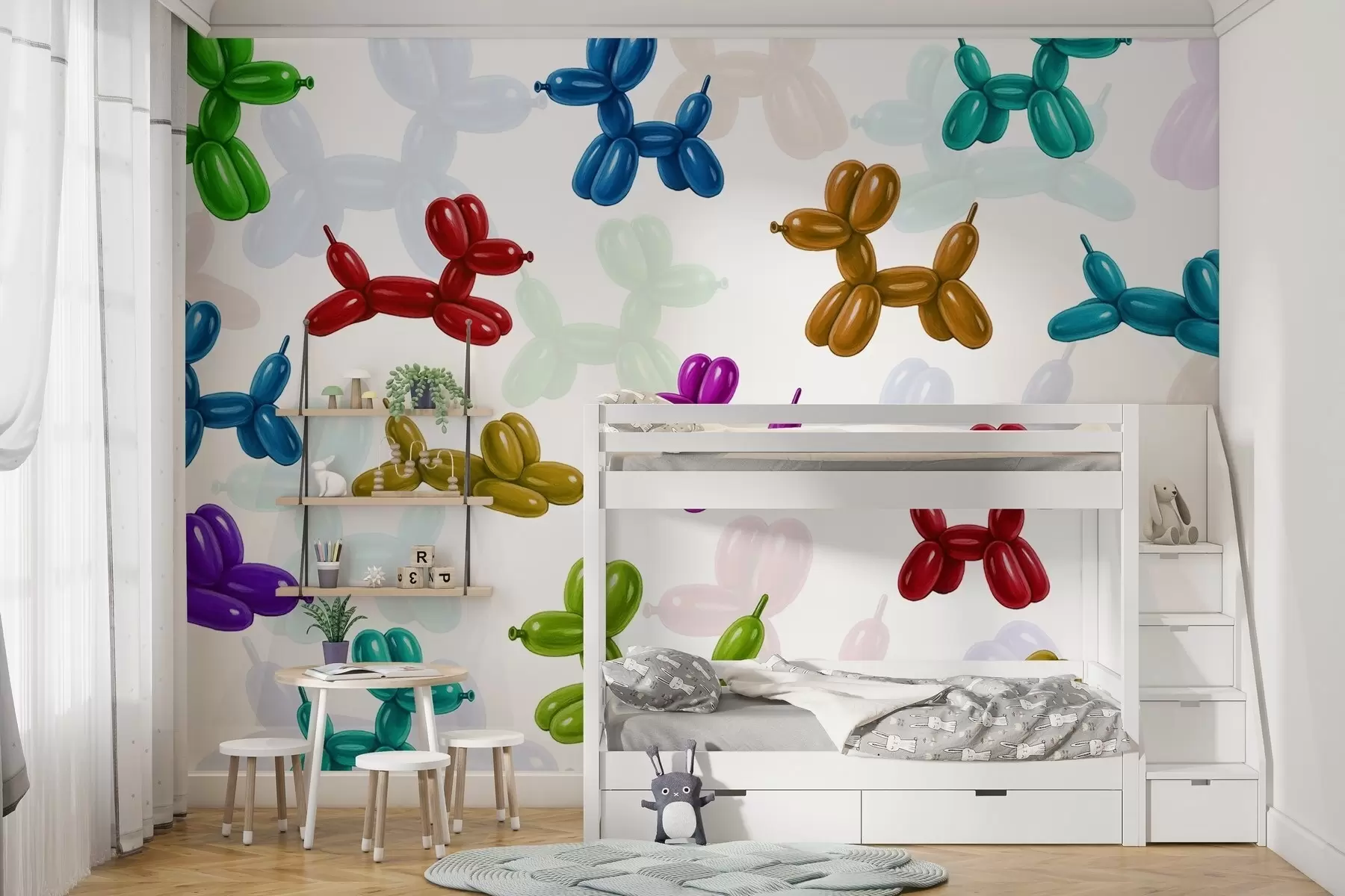 Fototapetai Iš kamuoliukų pagaminti dažyti šunys w04676