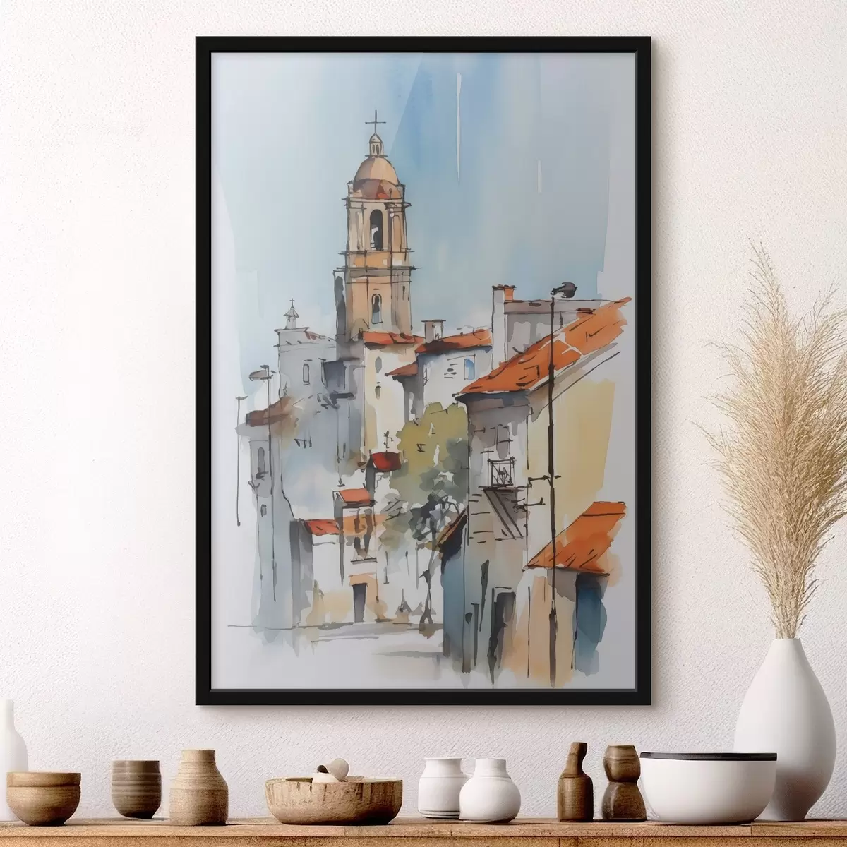 Plakatas Miesto peizažo imitacija akvarele f46120