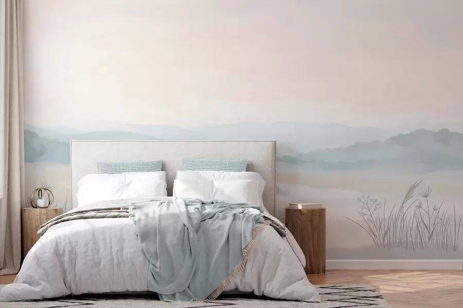 Fototapetai šviesus minimalistinis peizažas tapybos stiliumi w04624