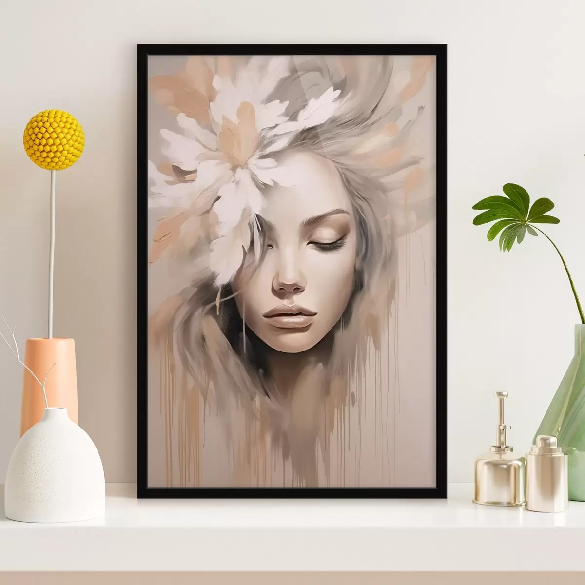 Plakatas Moteris su gėle f46218