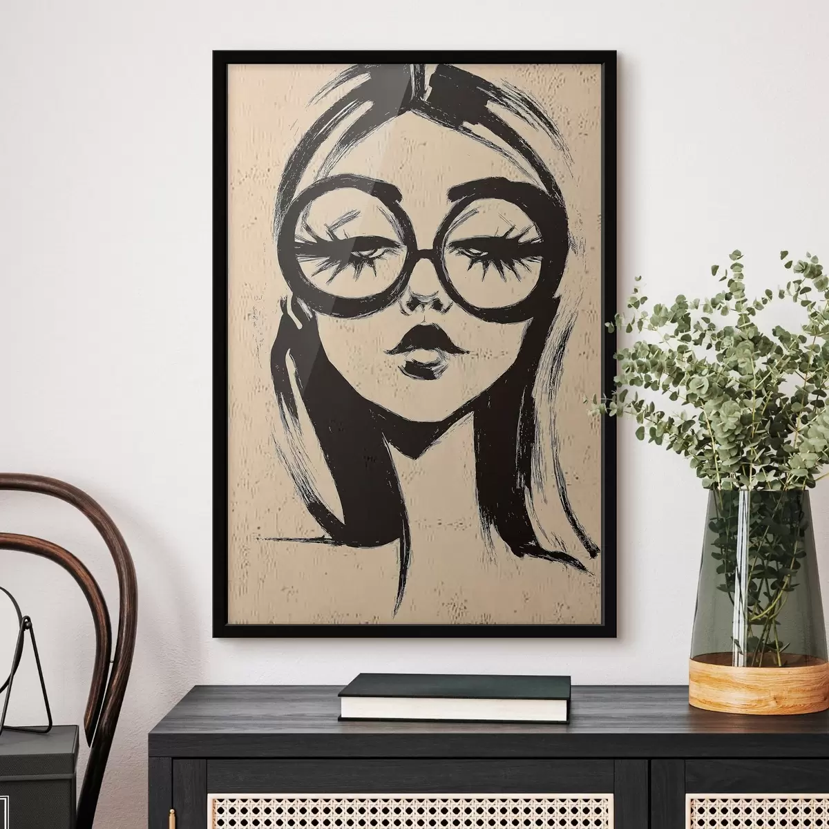 Plakatas Mergina su akiniais f46244